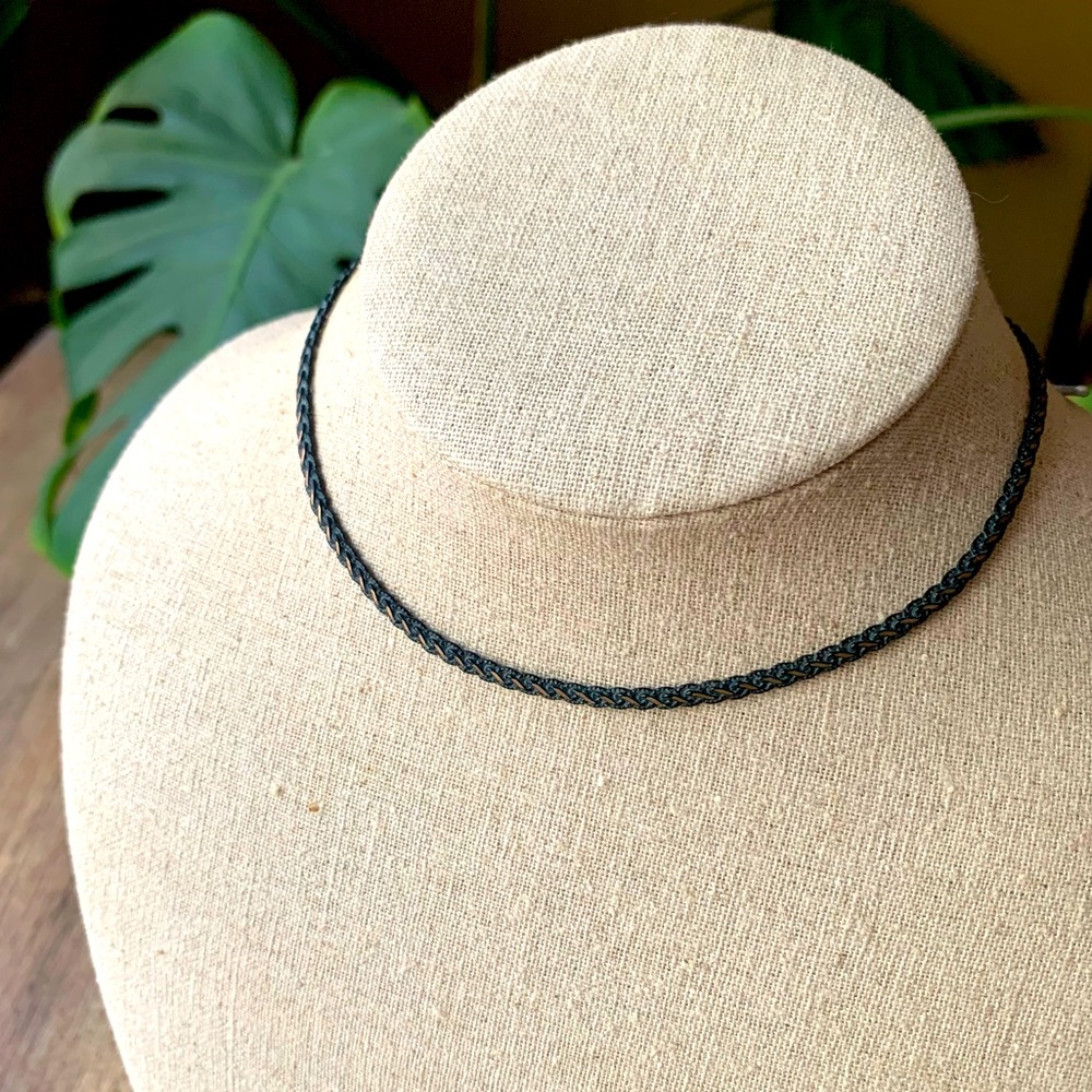 Black Bronze Metal Braided Choker Necklace